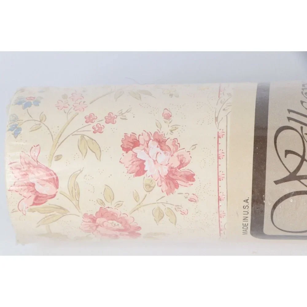 NOS Vintage Cottagecore Cottage Chic Floral Flower Wallpaper Covering 72 sq ft